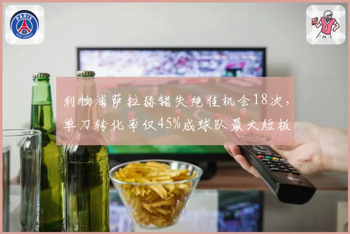 利物浦萨拉赫错失绝佳机会18次，单刀转化率仅45%成球队最大短板